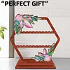 DIY Wooden Purple Flowers Diamond Painting Jewelry Holder Organizer 3-Tier Diamond Art Ring Jewelry Display Stand Ideal Gifts for Women and Girls