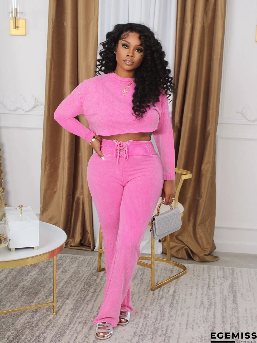 Long Sleeve Sweatshirt Printed Round Neck Suits | EGEMISS
