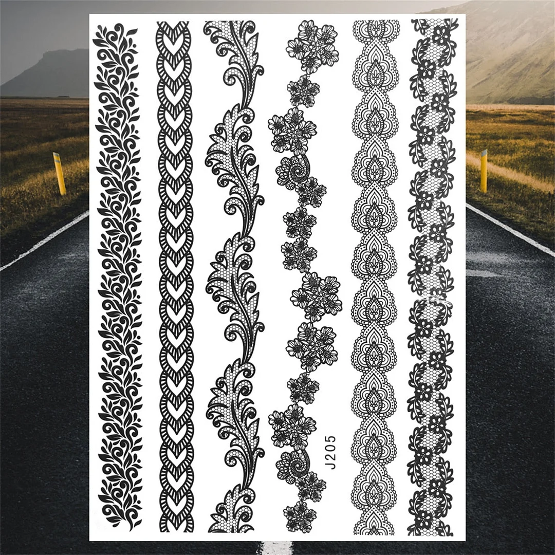 Henna Pendant Temporary Tattoos For Women Undertboob Girls Realistic Butterfly Rose Flower Fake Tattoo Sticker Chest Tatoos