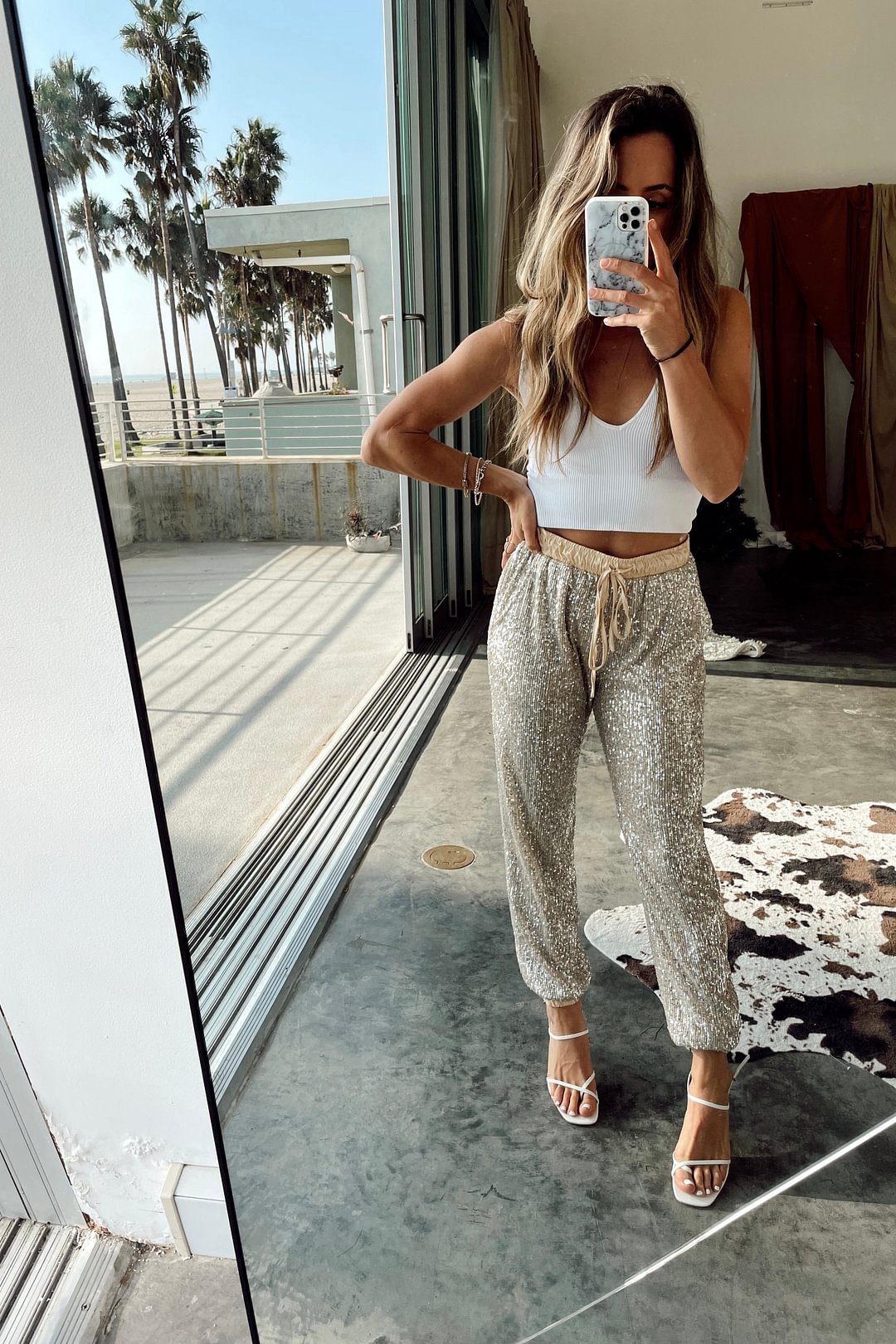 Dusk Till Dawn Sequin Cream Joggers