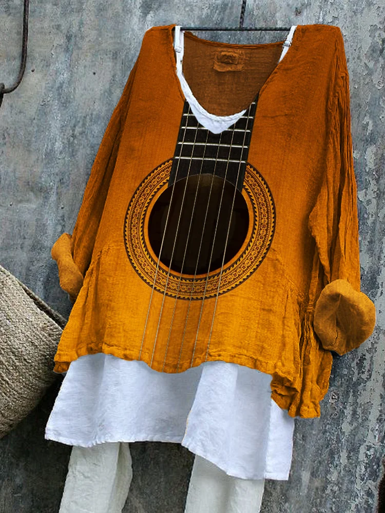 Guitar Inspired Flowy Linen Blend Tunic