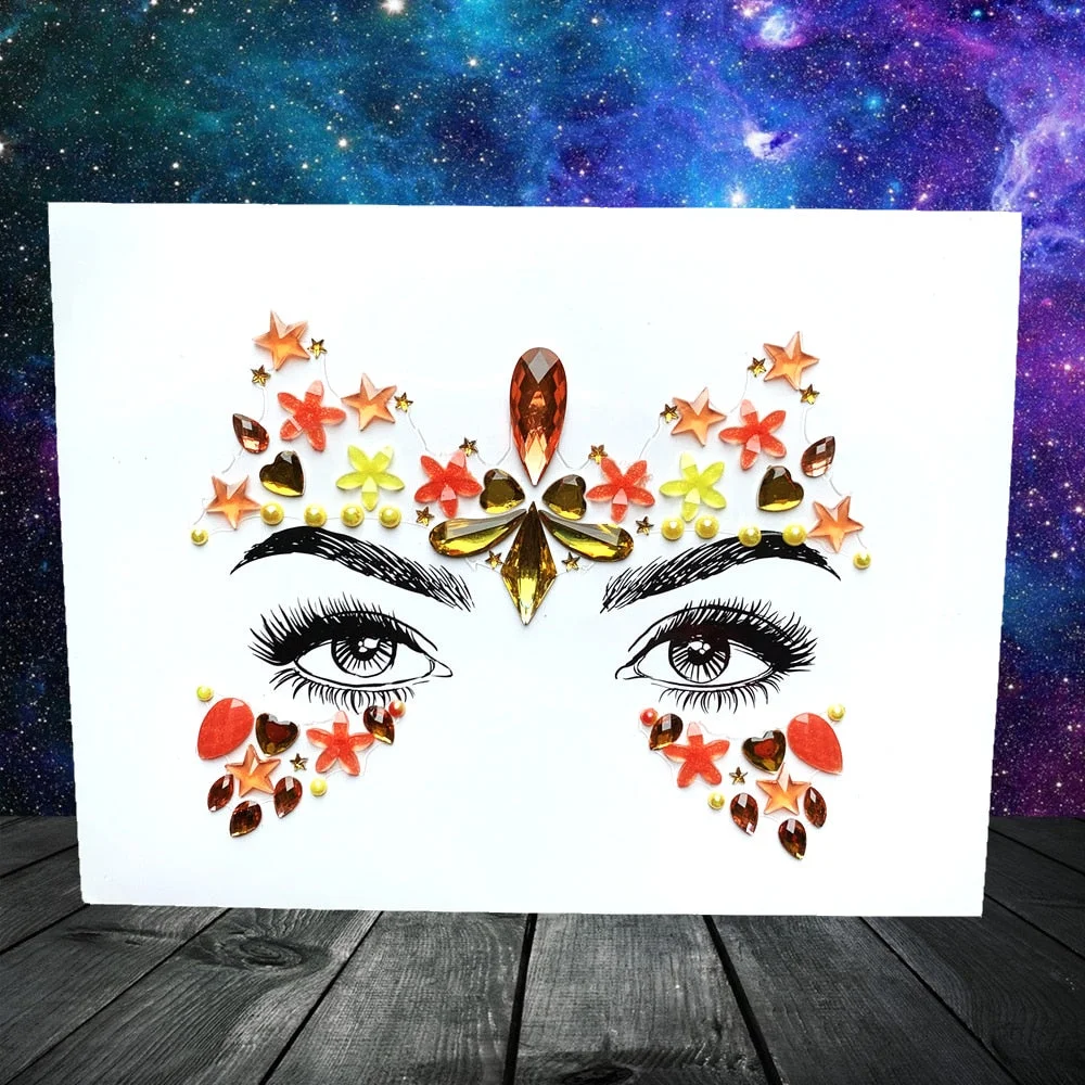 3D Flash Eye Gems Sticker Diamond Face Jewelry Acrylic Resin Drill Body Art For Party Show Rhinestone Forehead Eyebrow Eye Decor