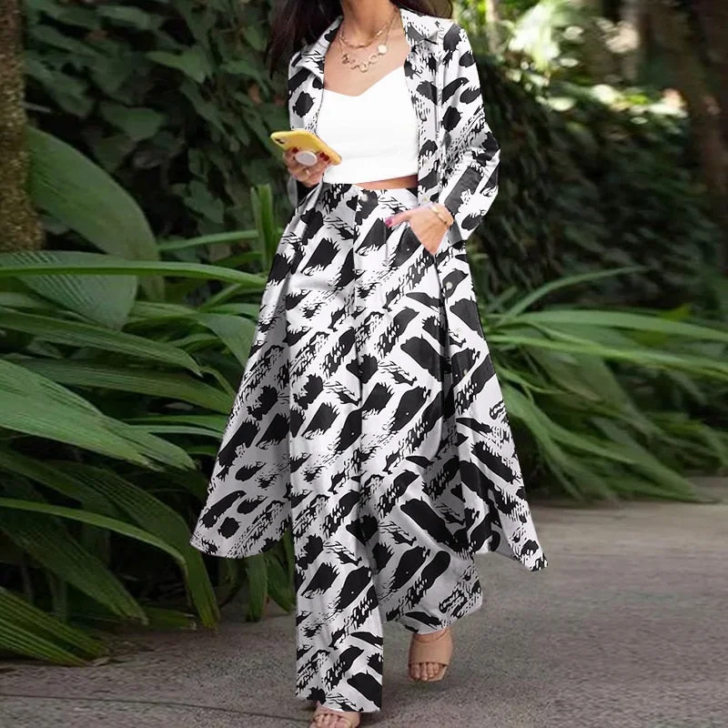 ZANZEA Fashion Long Sleeve Shirt 2PCS Women Suits Autumn Matching Sets Solid Loose Pant Sets Casual Wide Leg Trousers Oversized