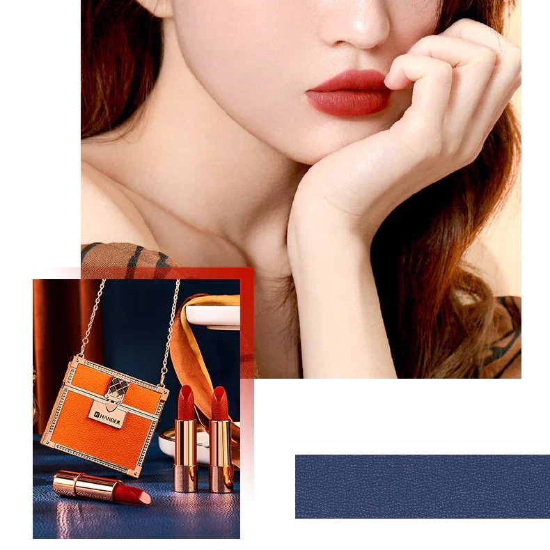 Bright Color Velvet Lipstick Suit, Small Sachet, Chain Gift Box, Three Pieces