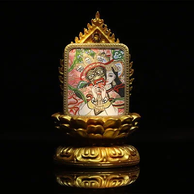 Thangka Buddha Hand-painted Tibetan Zakiram Goddess of Wealth Past And Present Thangka