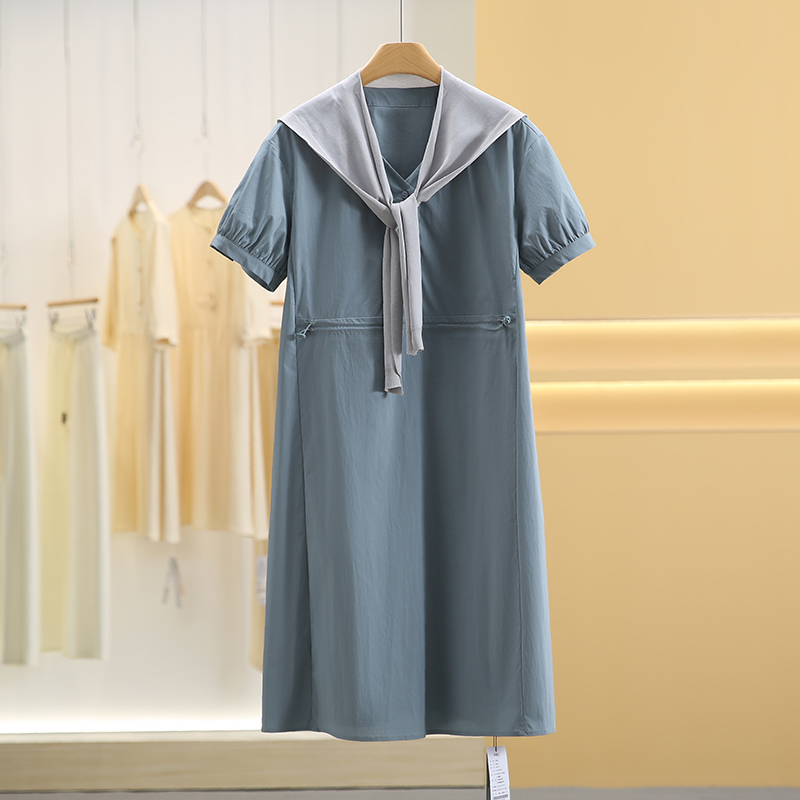 Elegant Dress And Shoulder Two-Piece Set Summer New Sle Sportswear for Women Short Sleeve Casual Clothing Outfit