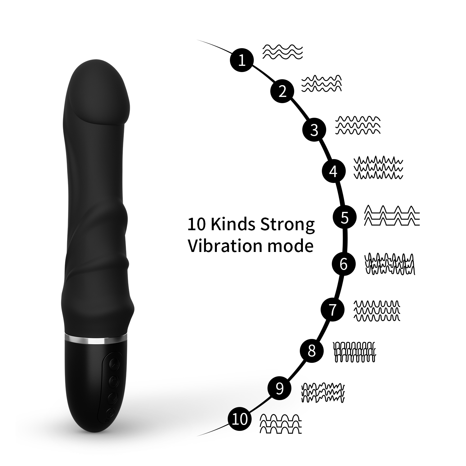 10 Modes Silicone Vibrator Dildo Massager for Couples