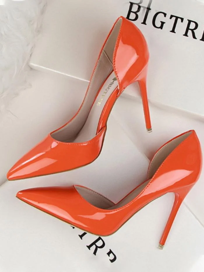 Fashion stiletto high-heeled patent leather shallow pointy sexy high-heeled shoes