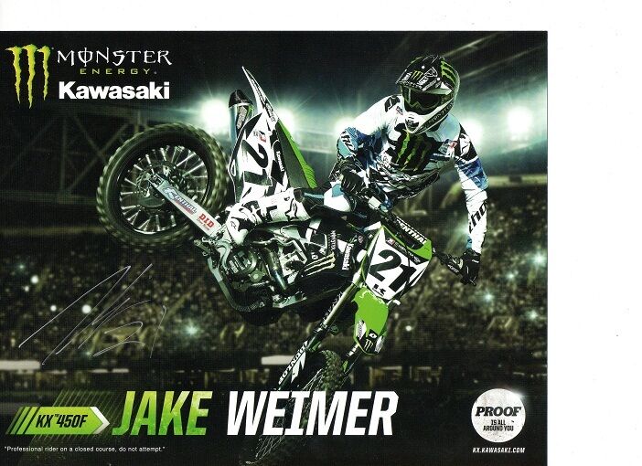 *JAKE WEIMER*SIGNED*AUTOGRAPHED*Photo Poster painting CARD*MONSTER*ENERGY*PRO CIRCUIT*KAWASAKI*