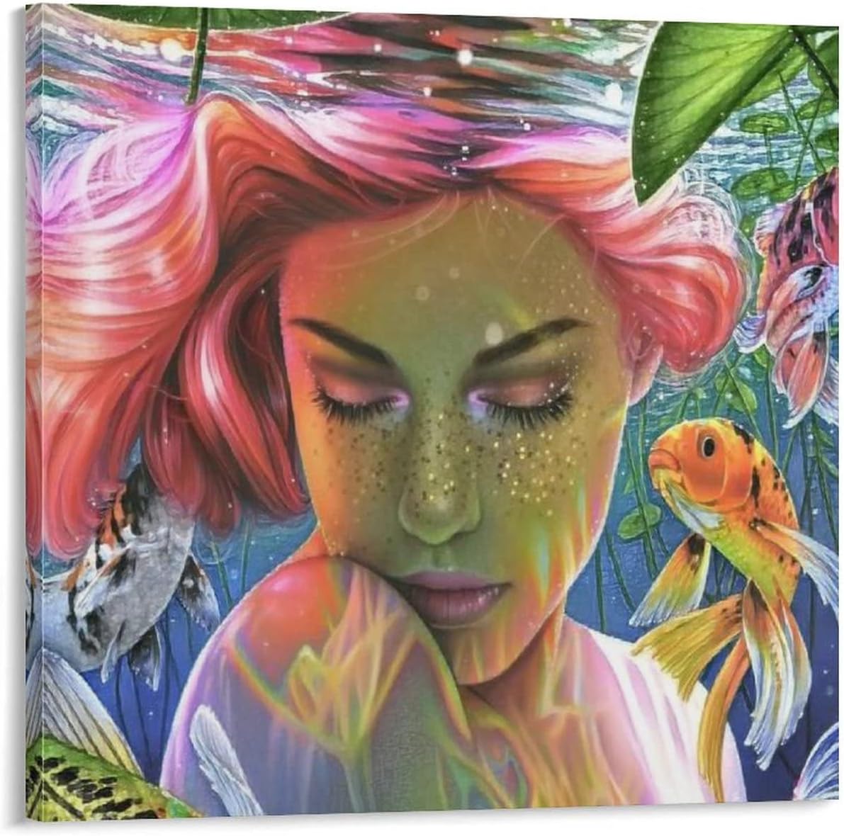 Ocean Mermaid Project You Art Poster Canvas Print Wall Art Paintings Canvas Wall Decor Home Decor Living Room Decor Aesthetic 12x12inch(30x30cm) Frame-Style 12x12inch(30x30cm)