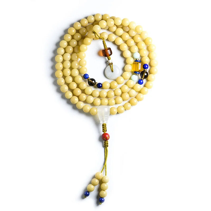 108 Beads Bodhi Seed Jade Prosperity Blessing Bracelet Necklace Mala