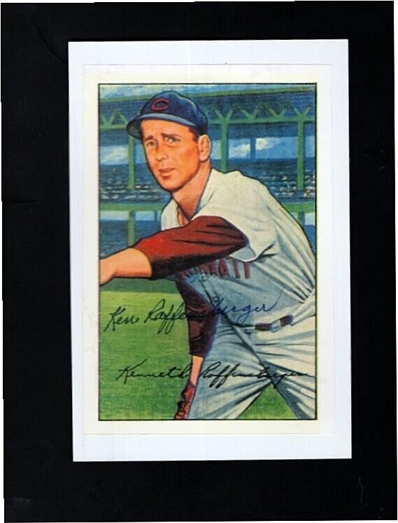 1952 KEN RAFFENSBERGER-CINCINNATI REDS AUTOGRAPHED COLOR 4X6 Photo Poster painting-(d.2000)