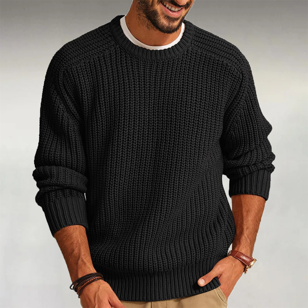 Men's Retro Crew Neck Long Sleeve Knit Sweater