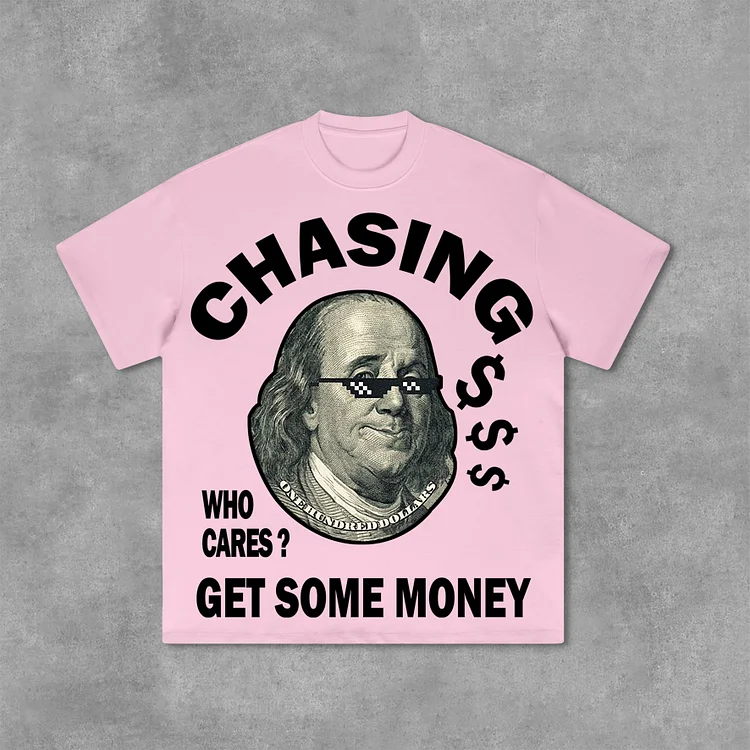 Vintage Chasing Money Graphic Print Cotton T-Shirt SOPULA