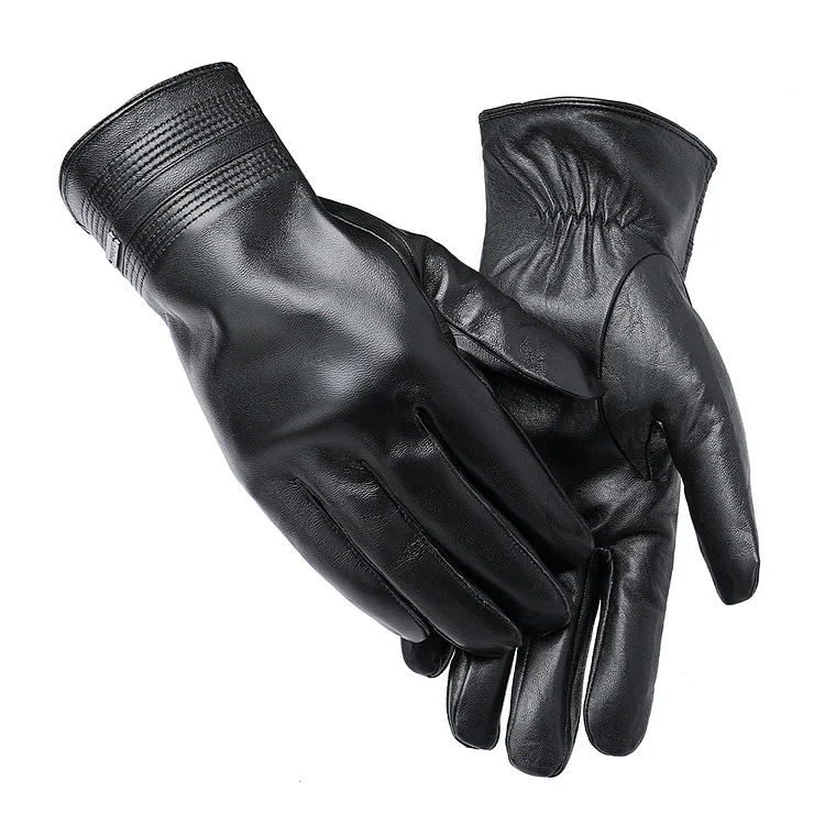 Winter Windproof Warm Padded and Thickened Touch Screen Riding Men's Biker Sheepskin Gloves-8022