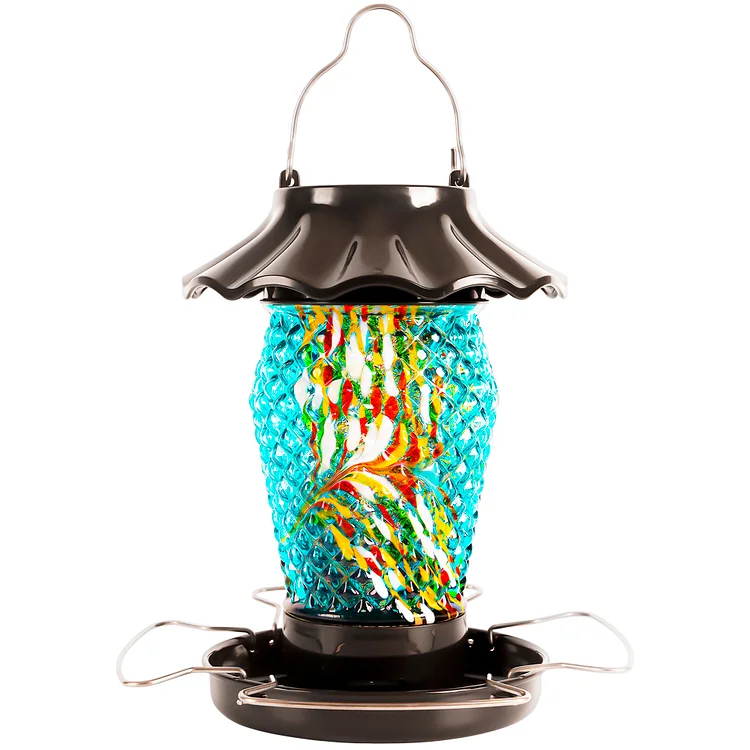 LUJII Solar Powered Bird Feeder, Diamond Shaped, Teal