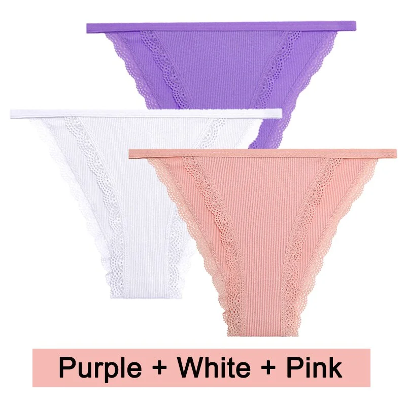 3PCS/Set Lace Women Panties Cotton Underwear Female Lingerie Sexy Panties for Female Intimates Finetoo Ladies Lace Pantys S-XL