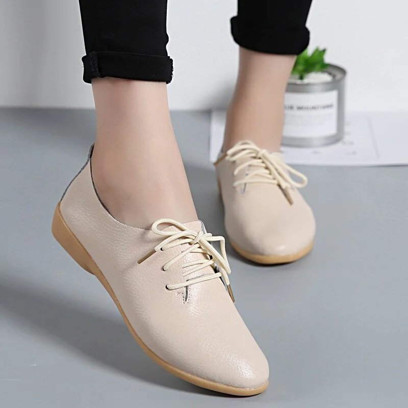 NAUSK Genuine Leather Summer Loafers Women Casual Shoes Moccasins Soft Pointed Toe Ladies Footwear Women Flats Shoes Female
