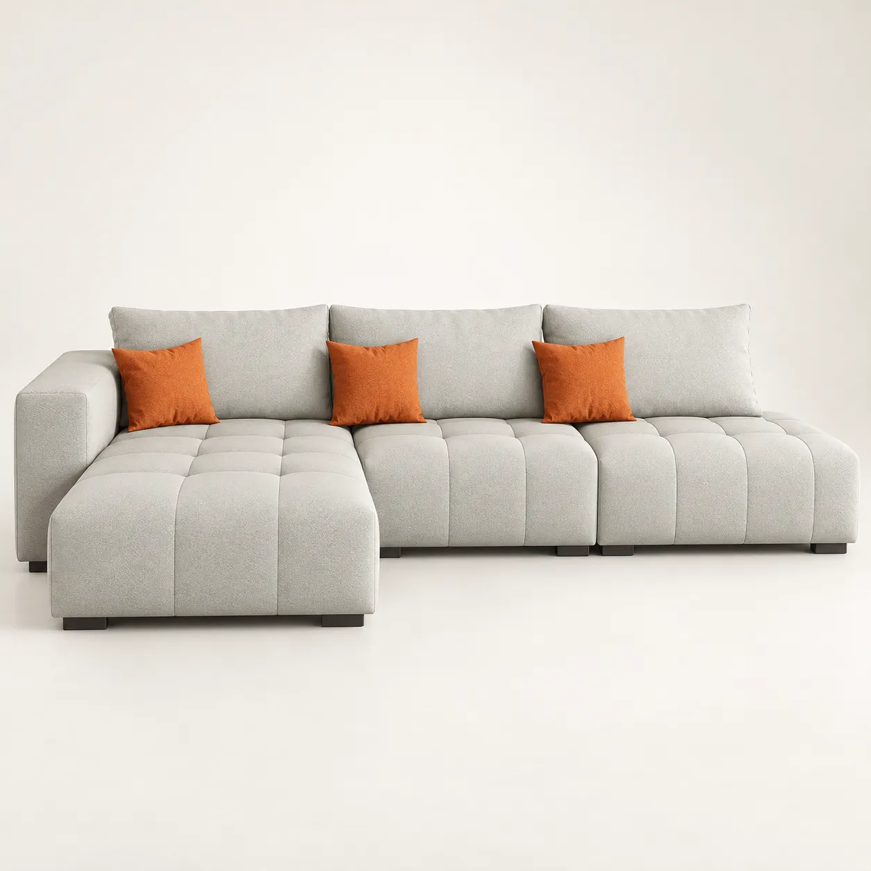 M02 Chaise Sectional Sofa - Light Grey - White studio product view