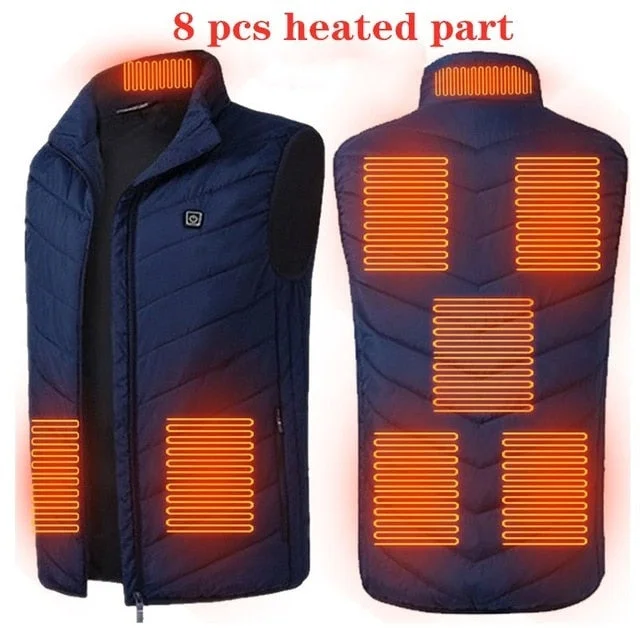 9 Areas Heated Vest Jacket USB Men Winter Electrical Heated Sleevless Jacket Outdoor Fishing Hunting Vest куртка с подогревом