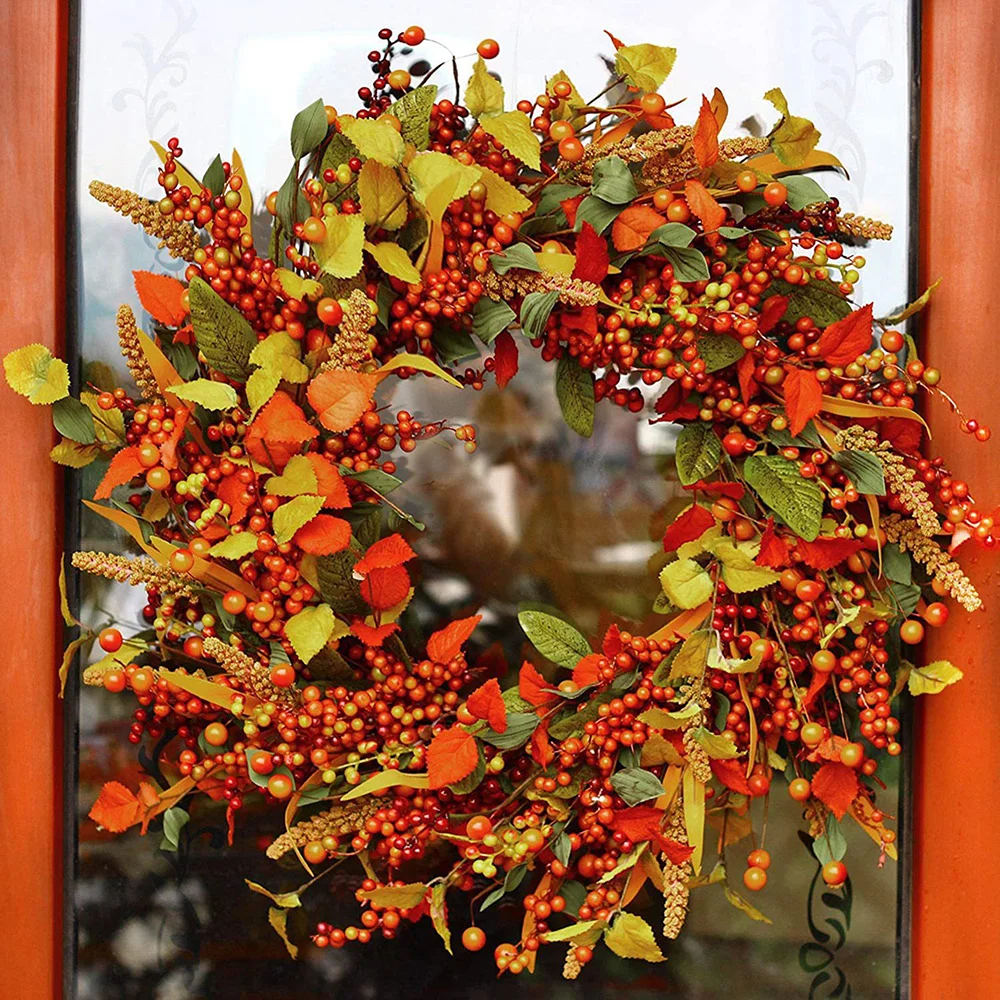 New Autumn Wreath Thanksgiving Halloween Home Door Hanging Decoration