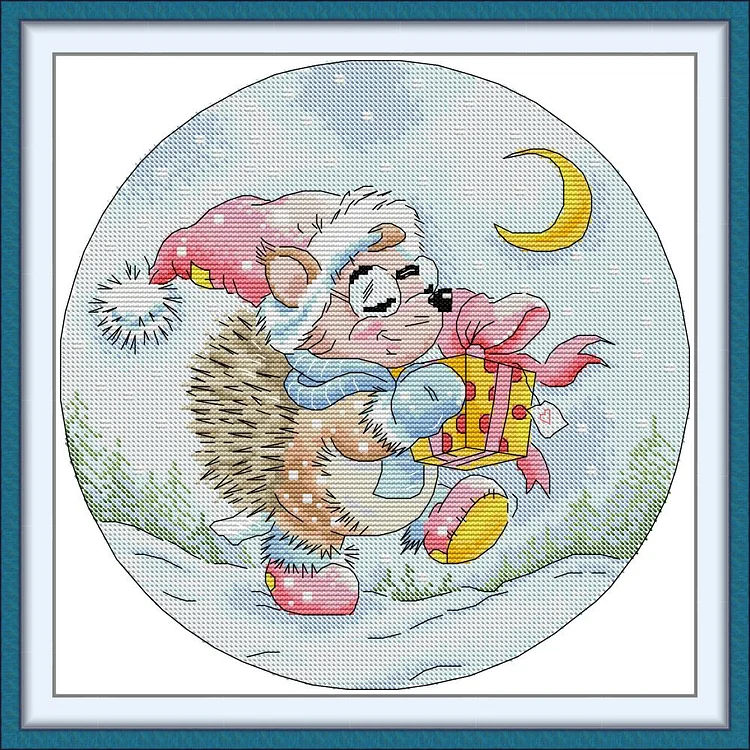 【Joy Sunday Brand】Gifts from the Little Hedgehog 32*32cm 14CT Stamped Cross Stitch gbfke