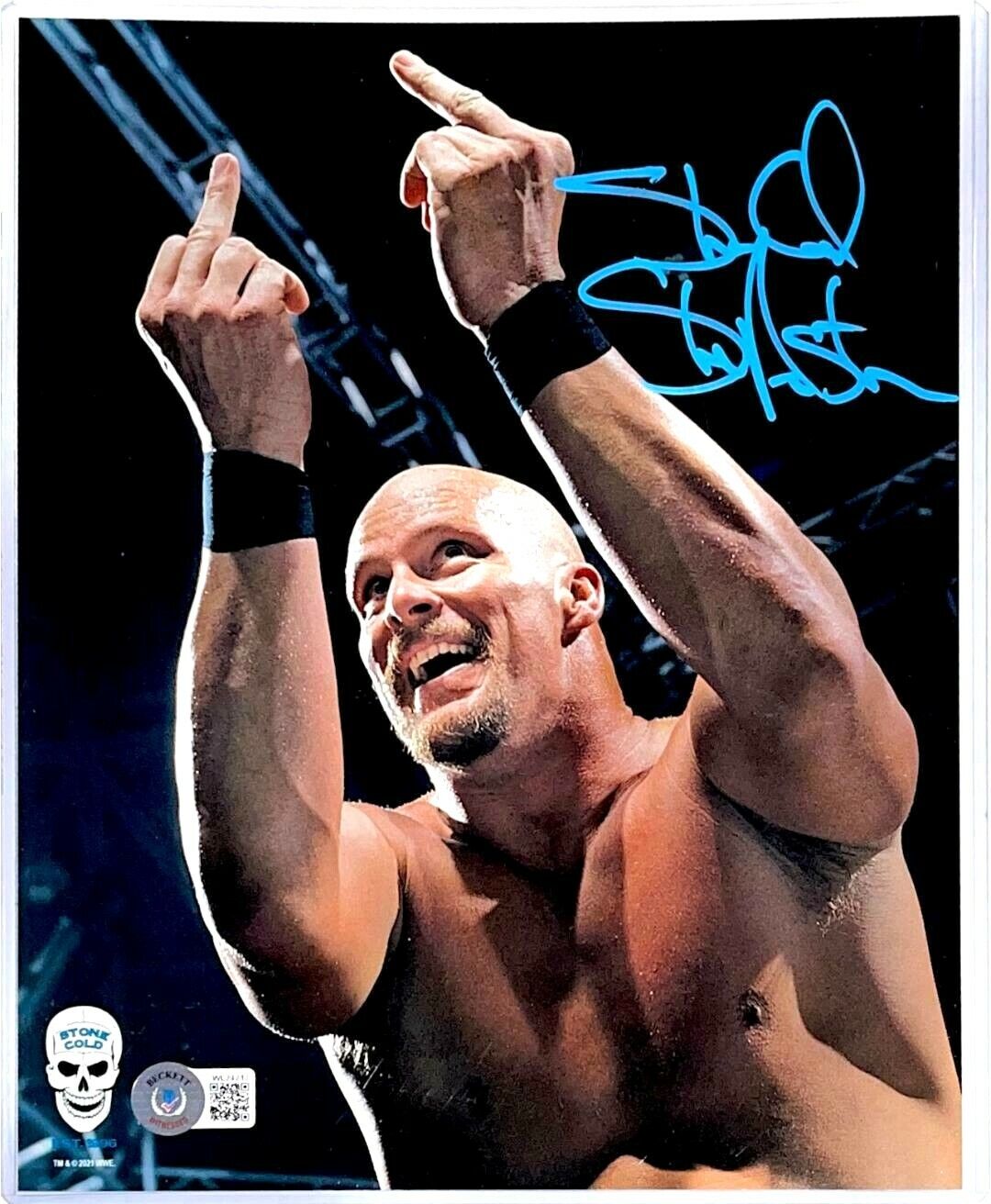 WWE STONE COLD STEVE AUSTIN HAND SIGNED 8X10 Photo Poster painting WITH BECKETT WITNESS COA 6