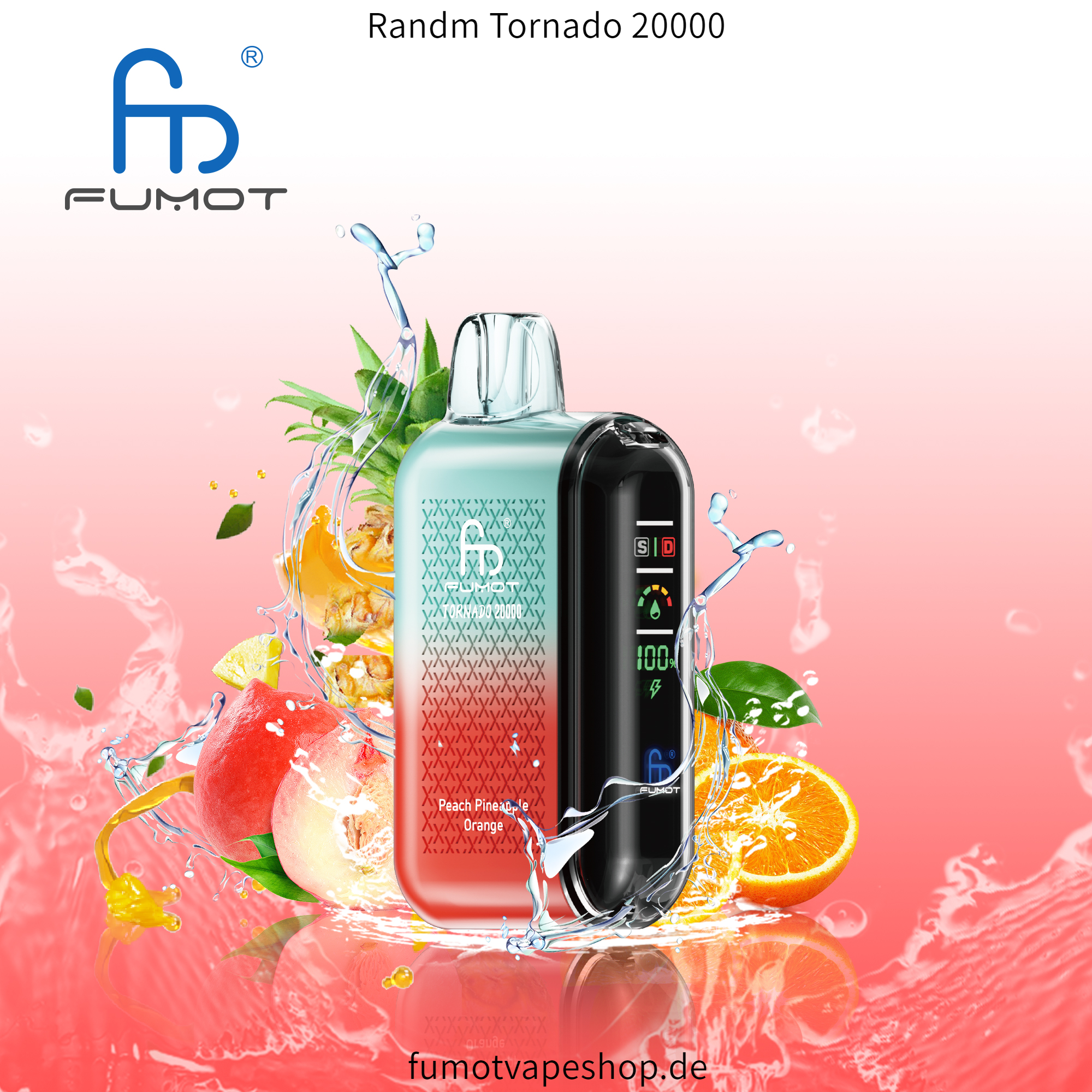 Randm Tornado 20000 Peach Pineapple 0range  fumotvapeshop