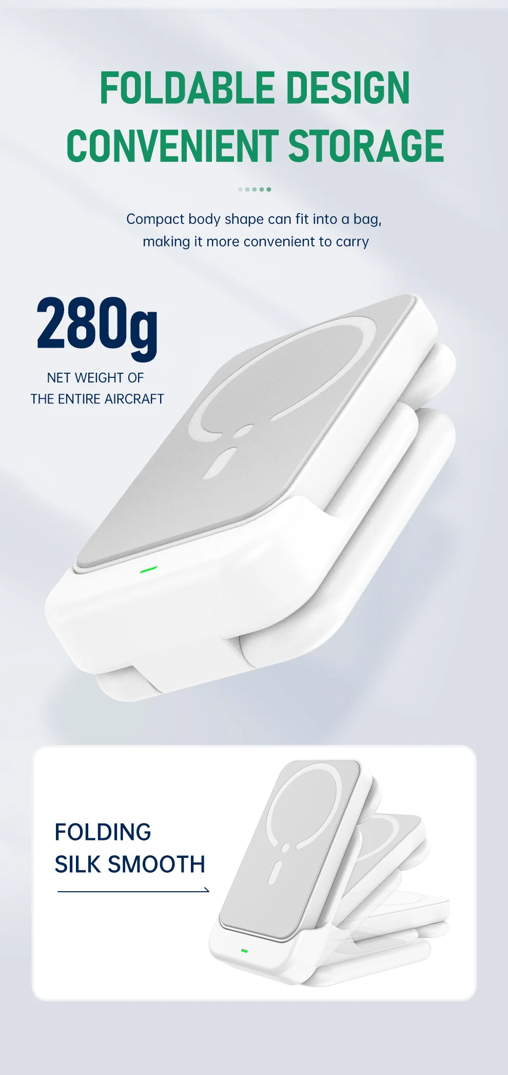 Magsafe magnetic power bank with stand 4 in 1 detachable foldable wireless charger