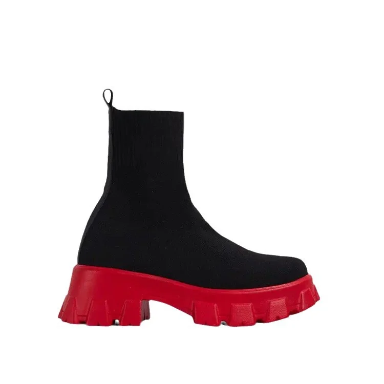 Yyvonne Sports Short Boots Women's 2025 Autumn And Winter New Women's Boots Large Size Pedal Socks Boots