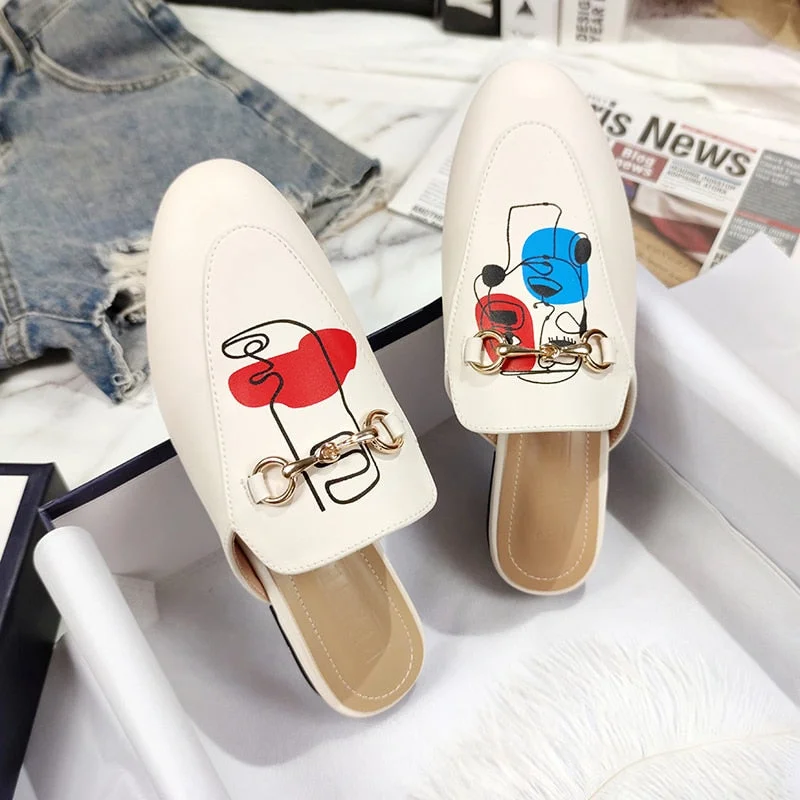 summer new Women's Shoes 2021 Fashion luxury Designer Casual Baotou pattern slippers Muller Flat Shoes Size 41-44 free shipping