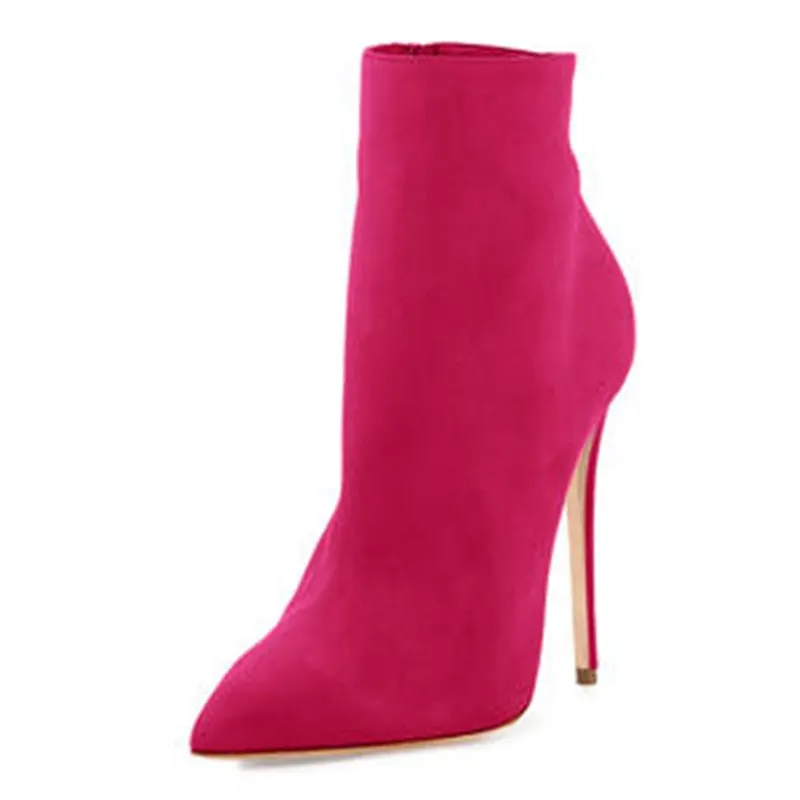 Onlymaker Women's Shoes Pointed Toe 10CM Thin High Heel Ankel Booties Side Zipper Red Blue Big Size boots