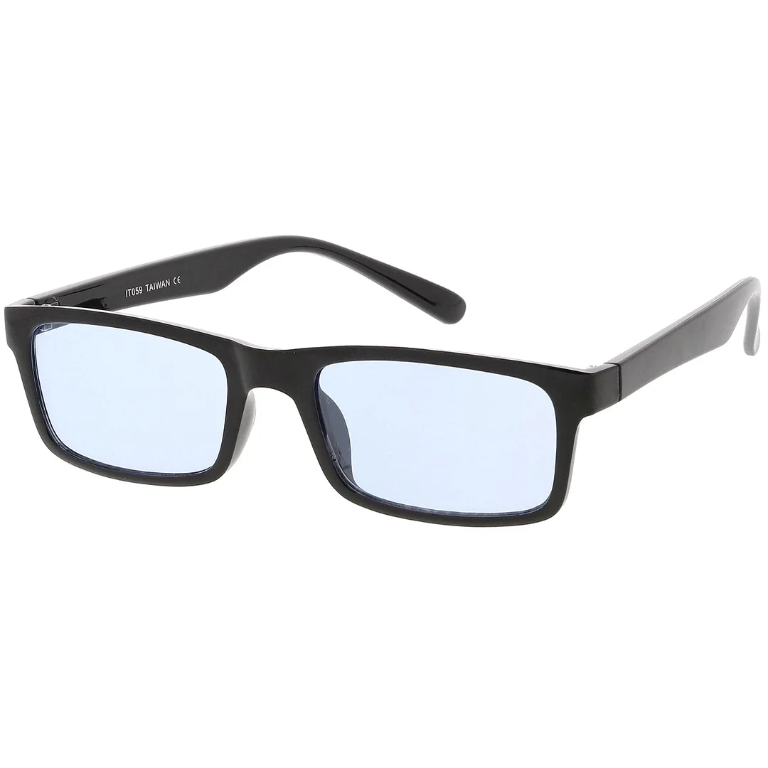 Retro Horn Rimmed Rectangle glasses Wide Arms Color Tinted Lens 52mm