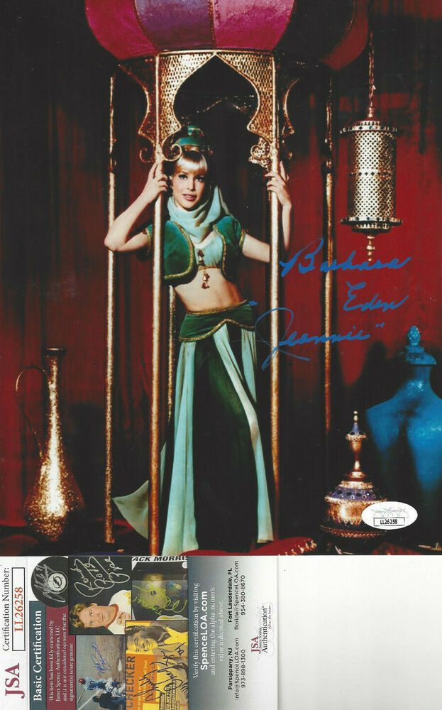 Barbara Eden I Dream of Jeannie autographed in blue paint pen 8x10  Photo Poster painting JSA