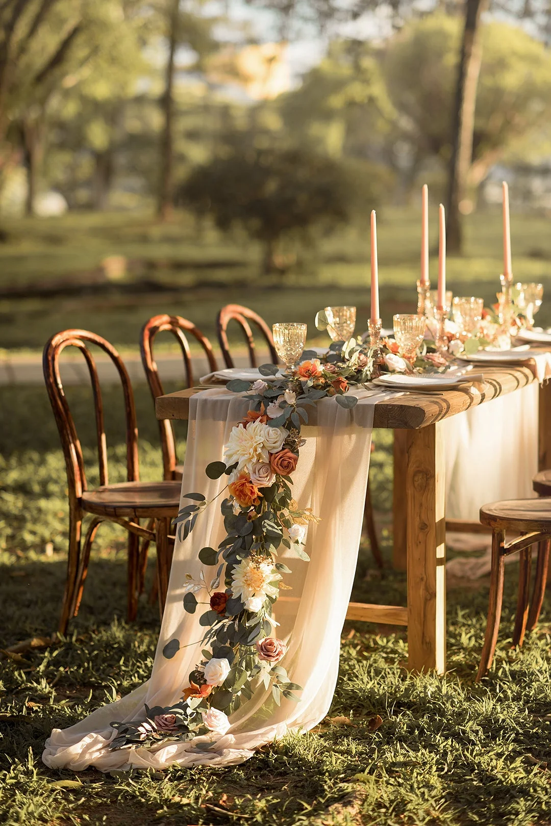 6ft Flower Garland in Sunset Terracotta