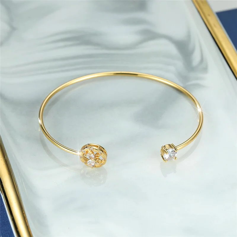 Luxury Female White Zircon Stone Bracelet Cute Gold Color Adjustable Bracelets For Women Charm Crystal Butterfly Chain Bracelet