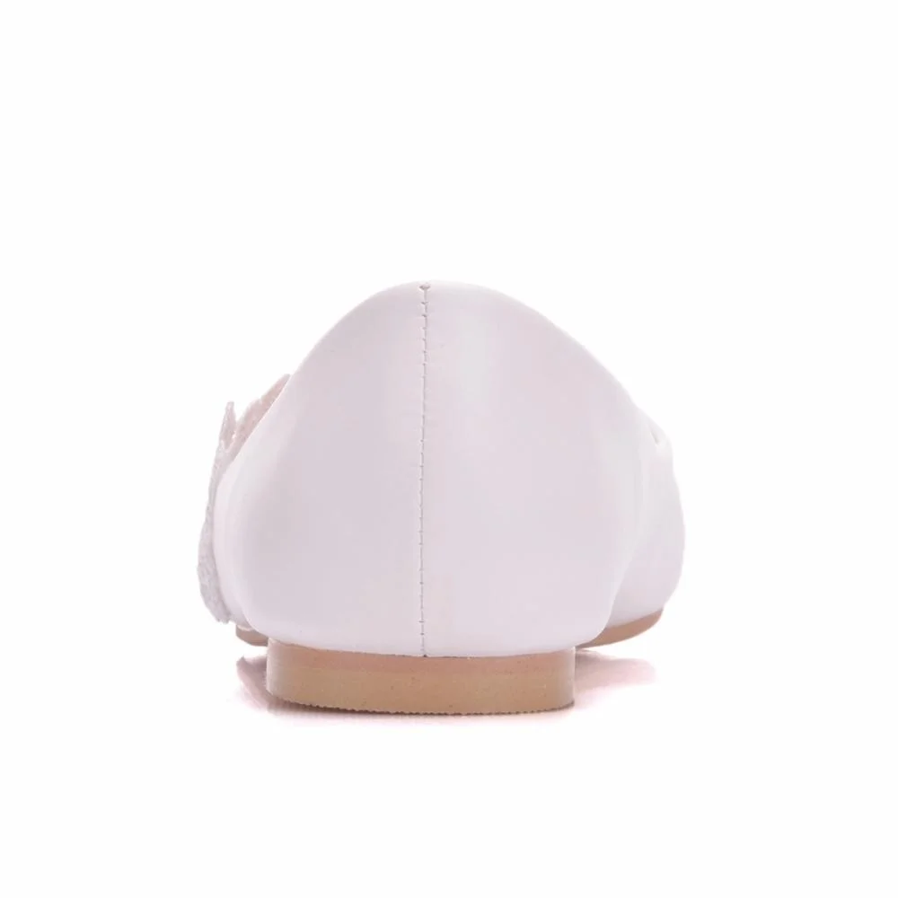 Comemore 2021 Summer Ballet Flats White Lace Bride Wedding Shoes Flat Low Heel Casual Without Heels Women Dress Pumps Sweet 34