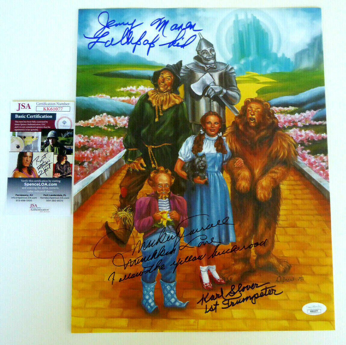 Wizard of Oz Signed 11x14 Photo Poster painting, Munchkins, Jerry Maren, Mickey Carroll, JSA COA