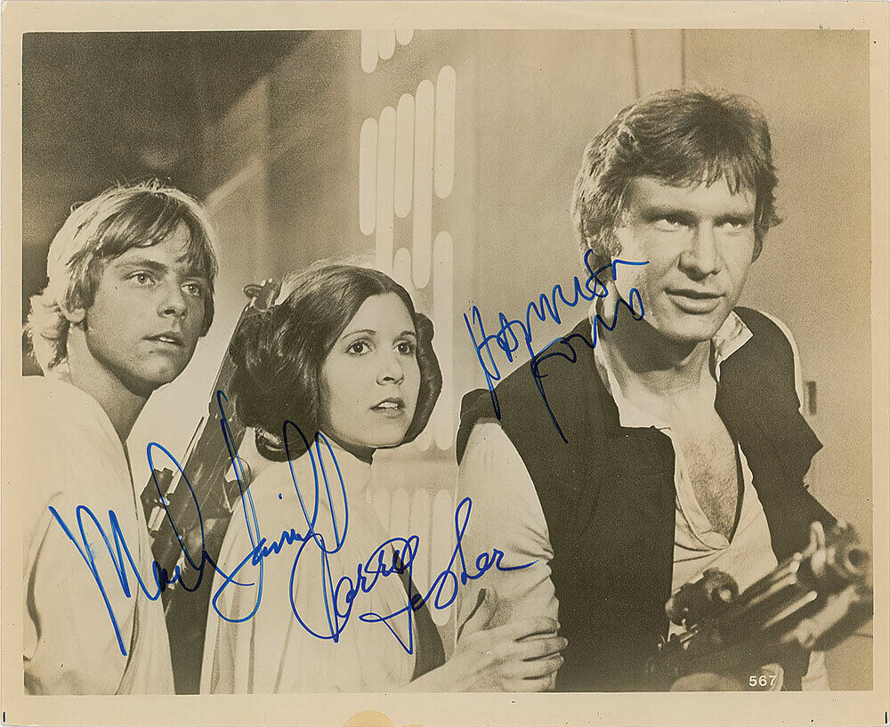 CARRIE FISHER HARRISON FORD MARK HAMILL Signed Photo Poster paintinggraph Star Wars - preprint