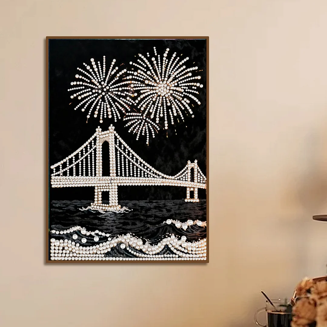 Bridge DIY Pearl Painting Art Kits Pearl Gem Paintings Picture Arts Craft 30x40cm for Adults Beginners Home Wall Decor No Frame