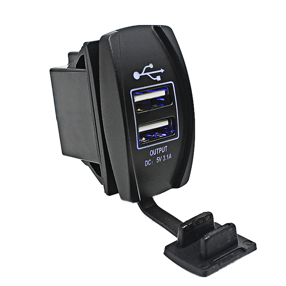 

3.1A Dual USB Ports Charger Power Socket with Blue LED Light for 12-24V Car, 501 Original