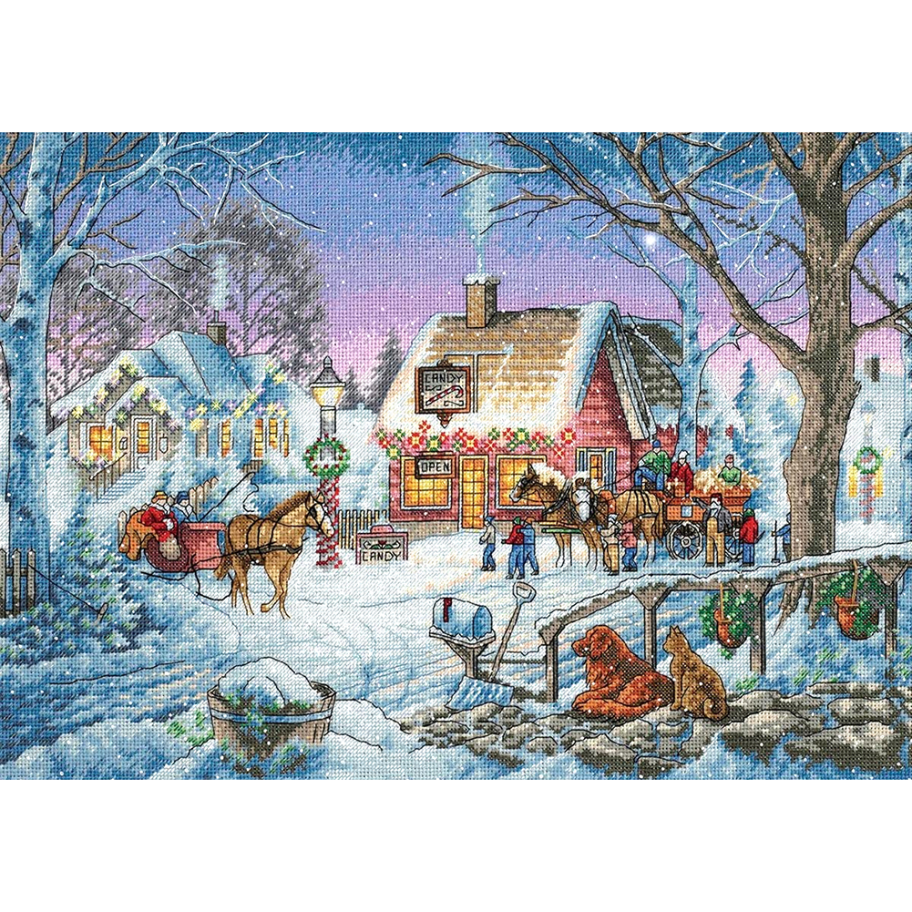 

Lively Christmas House - 11CT Stamped Cross Stitch - 50*70CM, 501 Original
