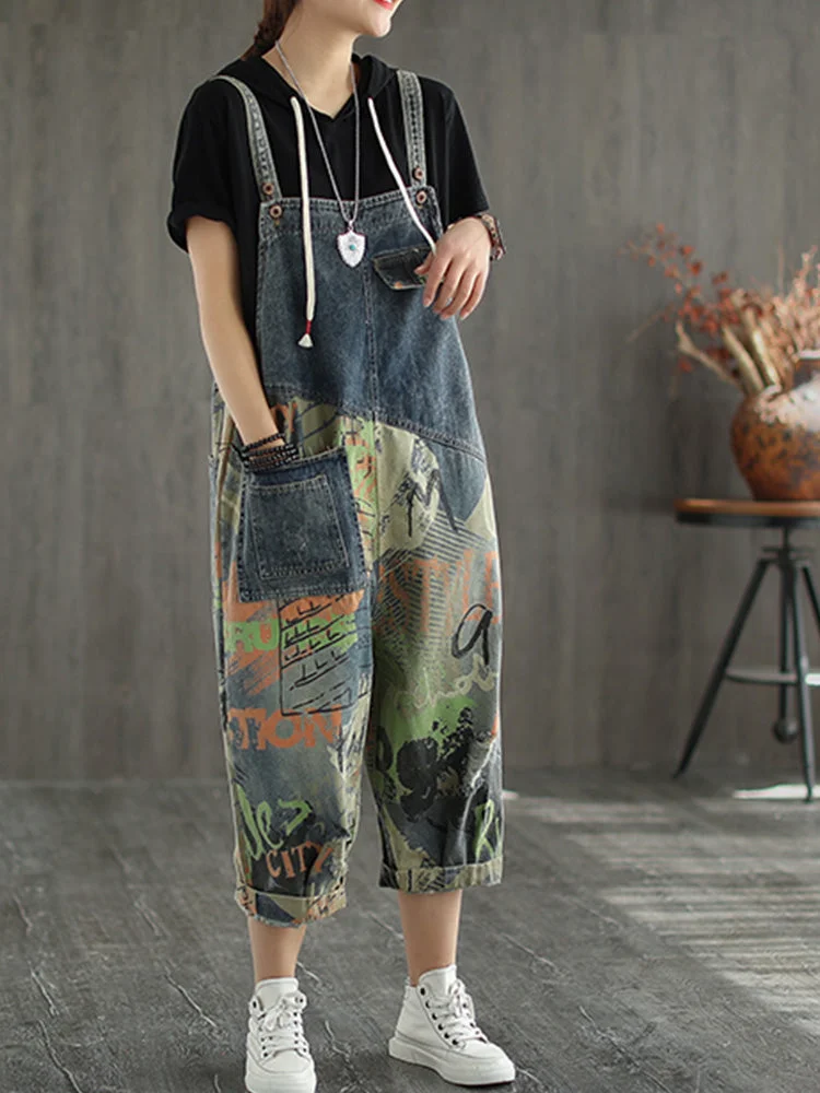 Be My Sweetie Denim Cropped Overall Dungarees