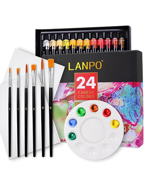 24 Colors Permanent Fabric Paint Set-Himinee.com