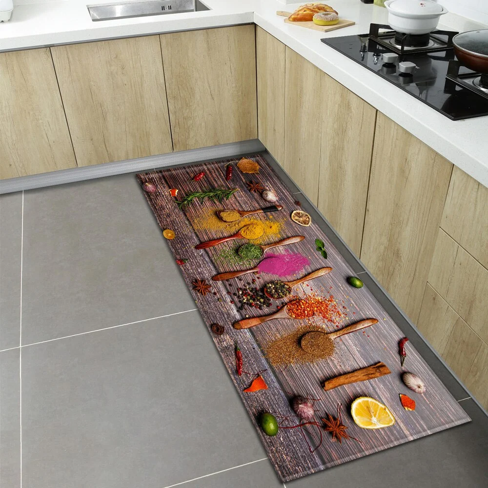 Spices Kitchen Mat Home Entrance Doormat Hallway Balcony Bathroom Anti-Slip Rug Bedroom Living Room Floor Decoration Long Carpet