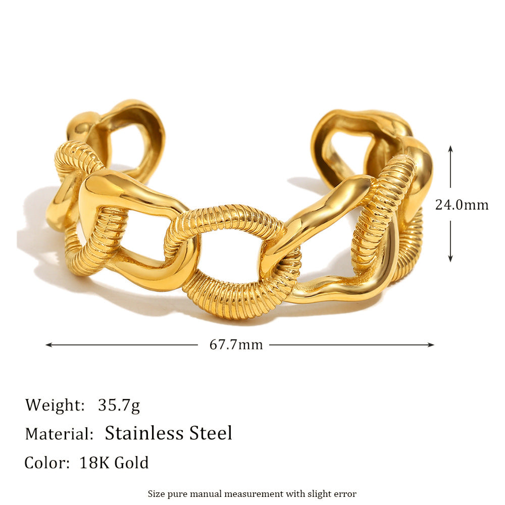 Simple And Versatile Personality Water Drop Bracelet Stainless Steel Plated 18K Gold Flower Large Chain Bracelet For Women