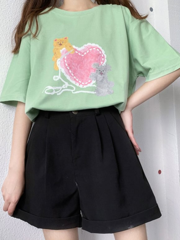 Women Lolita Blouse  Jewel Short Sleeves  Graphic T-Shirt Novameme