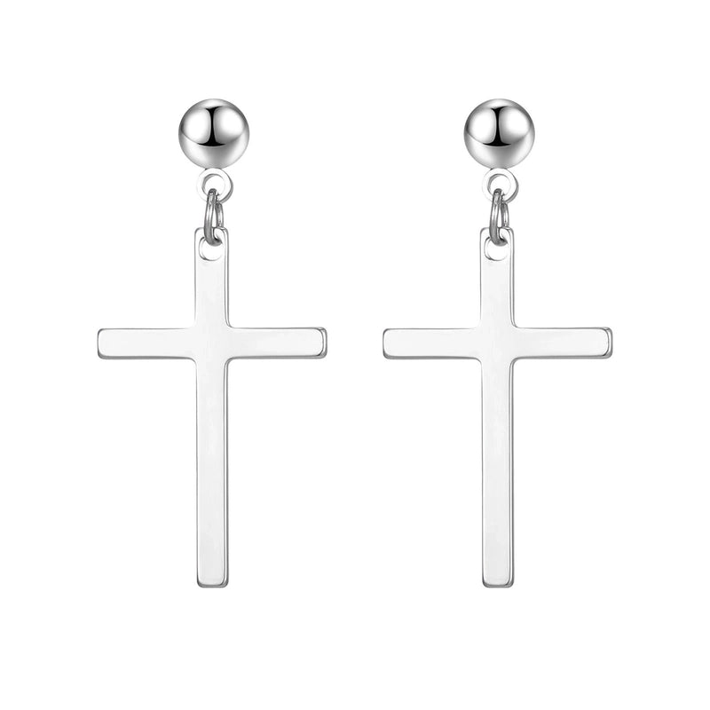 Punk Cross Stainless Steel Plating Drop Earrings 1 Piece