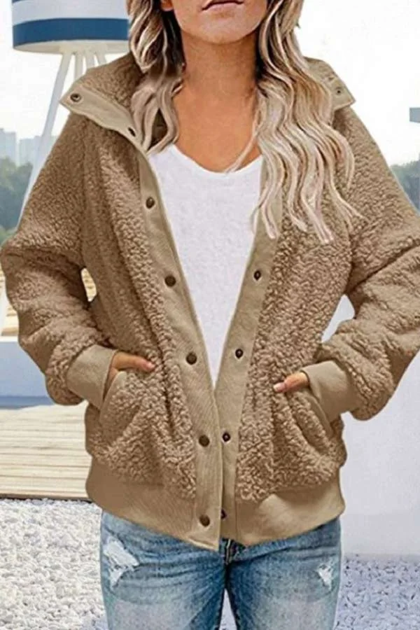 Casual Loose Fleece Button Winter Jacket