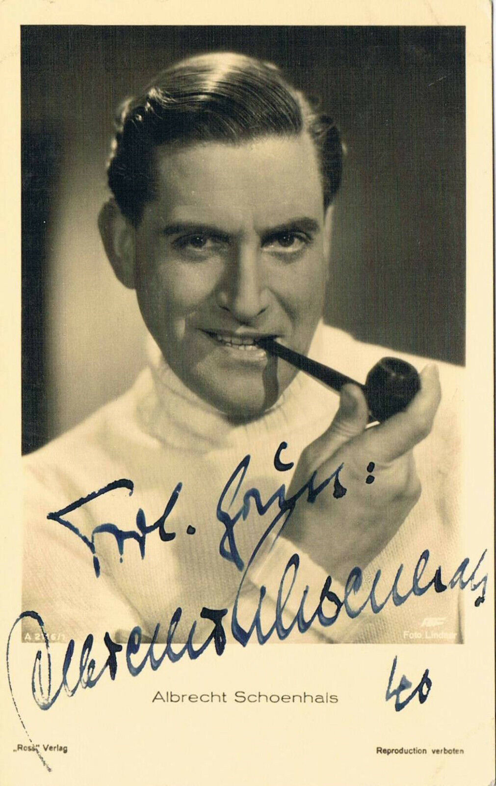 Albrecht Schoenhals 1888-1978 signed postcard Photo Poster painting 3.5x5.5